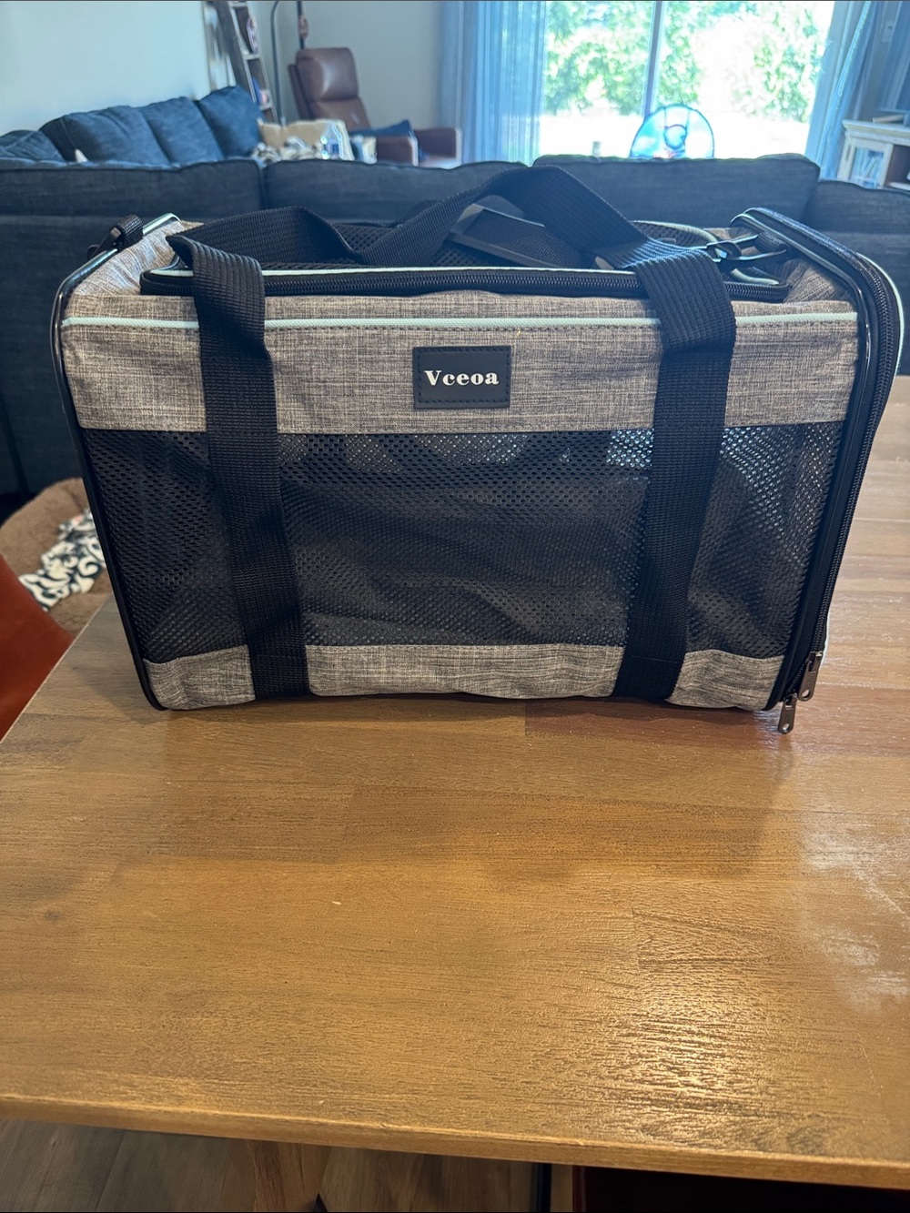 Gray and Black Soft-Sided Pet Carrier - Portable Dog Travel Bag